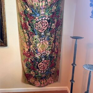 Vintage RARE Ed Hardy Multicolor Tattoo Print Scarf